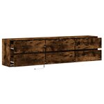 vidaXL Meuble TV mural avec LED chêne fumé 180x31x45 cm