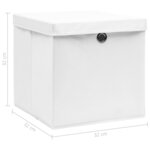 vidaXL Boîtes de rangement avec couvercle 10Pièces Blanc 32x32x32cm Tissu