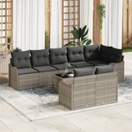 Ensemble de canapé de jardin de 9 pièces vidaXL avec coussins en rotin synthétique gris