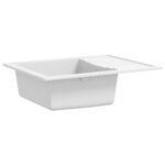 vidaXL Évier de cuisine avec trou de trop-plein ovale Blanc Granit
