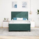 lit Box Spring vidaXL avec matelas et LED vert foncé 160x200 cm en velours