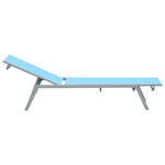 Bain de soleil transat - chaise longue - design contemporain - dossier inclinable multi-positions - métal époxy textilène bleu ciel - dim. 170 x 58 x 97 cm