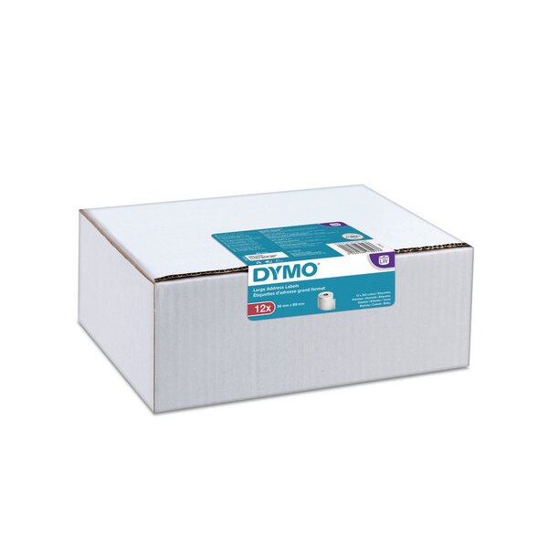 Étiquettes d'adresse grand format s0722400 pour titreuse labelwriter 89 x 36 mm - noir sur fond blanc (paquet 12 rouleaux)