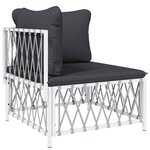 vidaXL Salon de jardin avec coussins 5 Pièces blanc acier