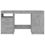 Bureau table poste de travail meuble d'ordinateur informatique étude 140 x 50 x 76 cm bois d’ingénierie gris 02_0023844