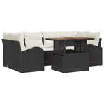 vidaXL Ensemble de salle à manger de jardin 7 pièces avec coussins noirs en poly rotin