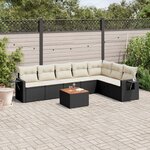 vidaXL Salon de jardin 8 Pièces avec coussins noir résine tressée
