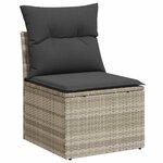 vidaXL Salon de jardin 8 Pièces avec coussins gris clair résine tressée