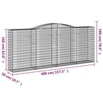 vidaXL Paniers à gabions arqués 20 Pièces 400x50x160/180 cm fer galvanisé