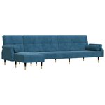vidaXL Canapé-lit en forme de L bleu 271x140x70 cm velours