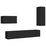 vidaXL Ensemble de meuble TV 4 Pièces Noir Bois d'ingénierie