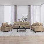 vidaXL Ensemble de canapés 3 Pièces avec coussins cappuccino similicuir