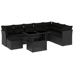 vidaXL Salon de jardin 9 Pièces avec coussins noir résine tressée