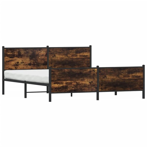 vidaXL Cadre de lit en métal sans matelas chêne fumé 180x200 cm