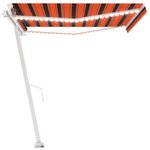vidaXL Auvent manuel rétractable avec LED 400x350 cm Orange et marron