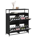 vidaXL Armoire à chaussures 4 tiroirs rabattables noir 100x34x112 cm