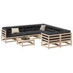 vidaXL Salon de jardin 9 Pièces avec coussins bois de pin massif