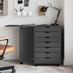 vidaXL Armoire roulante avec bureau MOSS gris bois de pin solide