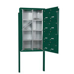 Bloc collectif Leabox  2x4  grade 3  simple face  Extérieur  fixation sur pieds à sceller  Vert mousse RAL 6005 finition brillante
