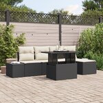 vidaXL Ensemble de salon de jardin 6 pièces avec coussins en poly rotin noir