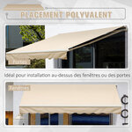 Store banne manuel rétractable alu. polyester imperméabilisé haute densité 4 x 2 5 m beige