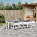 vidaXL Ensemble à manger de jardin avec coussins 15Pièces blanc textilène