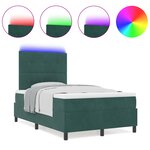 Lit à sommier et matelas vidaXL avec LED Vert foncé 120x190 cm Velours