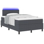 vidaXL Lit à Sommier avec Matelas & LED Gris Foncé 120x200 cm Tissu CORDUROY