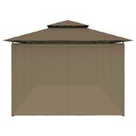 vidaXL Belvédère avec rideaux 600x298x270 cm Taupe 180 g/m²