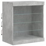vidaXL Buffet avec lumières LED gris béton 142 5x37x67 cm