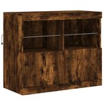 vidaXL Buffet avec lumières LED chêne fumé 163x37x67 cm