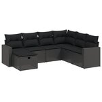 vidaXL Salon de jardin 7 Pièces avec coussins noir résine tressée