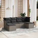 vidaXL Salon de jardin 6 Pièces avec coussins gris résine tressée