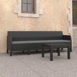 vidaXL Salon de jardin 2 Pièces avec coussins PP Rotin Anthracite