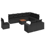 vidaXL Salon de jardin 11 Pièces avec coussins noir résine tressée