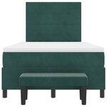 vidaXL Lit à Sommier avec Matelas & Banc Vert Foncé 120x200 cm Velours