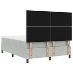 Lit à ressorts vidaXL avec matelas Gris clair 140x200 cm Velours