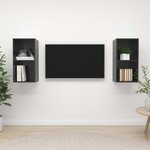 vidaXL Meubles TV muraux 2 Pièces Gris brillant Bois d'ingénierie