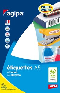 Etiquettes blanches 16 feuilles A5 Ø15mm 1536 pièces