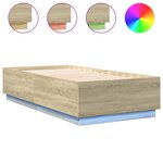 vidaXL Cadre de lit avec LED sans matelas chêne sonoma 75x190 cm