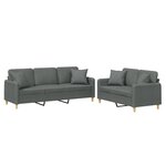 vidaXL Ensemble de canapés 2 Pièces coussins gris foncé tissu