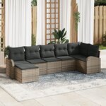 vidaXL Ensemble de canapé de jardin 7 pièces avec coussins gris en rotin synthétique
