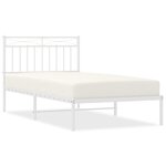 vidaXL Cadre de lit métal avec tête de lit blanc 100x190 cm