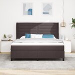 Lit Box Spring vidaXL avec Matelas Marron Foncé 180x200 cm Tissu