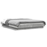 vidaXL Cadre de lit avec lumières LED gris béton 120x190 cm