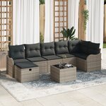 vidaXL Ensemble de canapé de jardin 8 pièces avec coussins gris en rattan synthétique