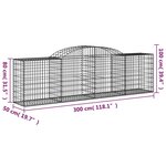 vidaXL Paniers à gabions arqués 3 Pièces 300x50x80/100 cm fer galvanisé