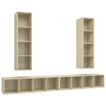 vidaXL Meubles TV muraux 4 Pièces Chêne sonoma Bois d'ingénierie