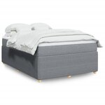 vidaXL Sommier à lattes de lit avec matelas Gris clair 140x190cm Tissu