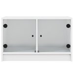 vidaXL Meuble TV avec portes en verre blanc 68x37x42 cm